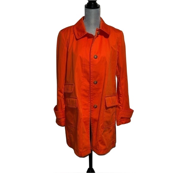 Talbots Jackets & Blazers - Talbots Orange Lightweight Rain Trench Size 14P Petite Water Resistant NWOT